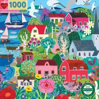 Eeboo Piece And Love Swedish Fishing Village 1000 Piece Square Puzzle  23" X 23" Square Puzzle