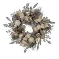 Kurt Adler Gold And Champagne Rattan Indoor Christmas Wreath