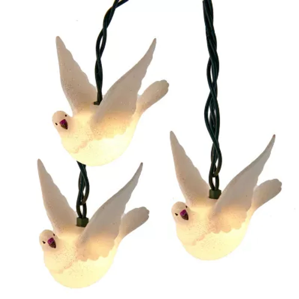 Kurt Adler UL 10-Light Glitter Dove Light Set