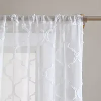 Laura Ashley Berwyn Embroidered Sheer Rod Pocket Set of 4 Curtain Panel