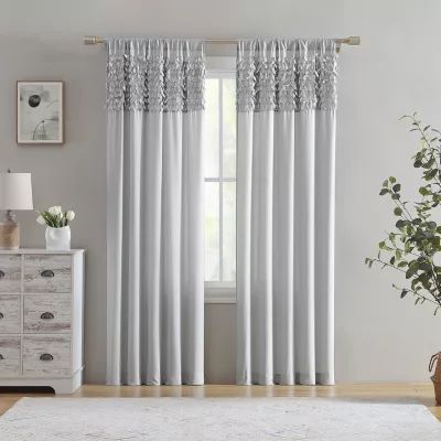 Beatrice Home Fashions Walden Leaves Rod Pocket Light-Filtering Set of 2 Curtain Panel