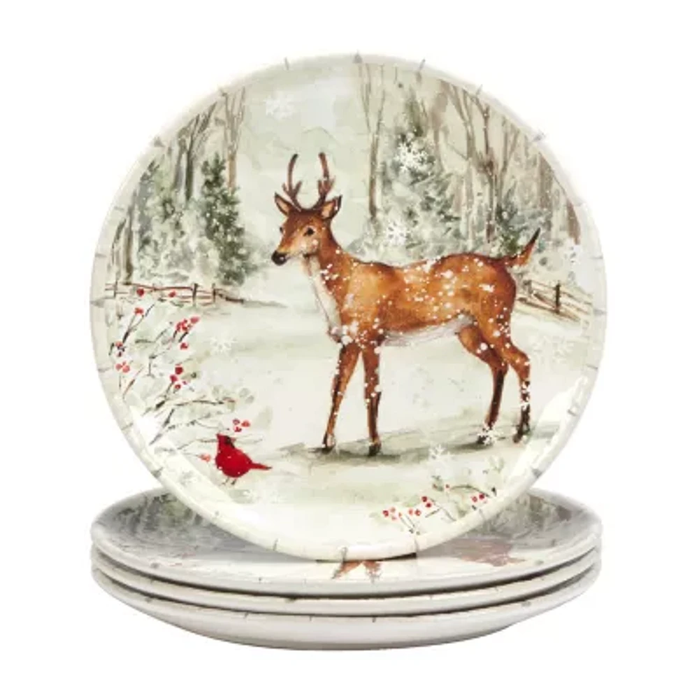 Certified International Winter's Walk 4-pc. Dishwasher Safe Earthenware Dinner Plate