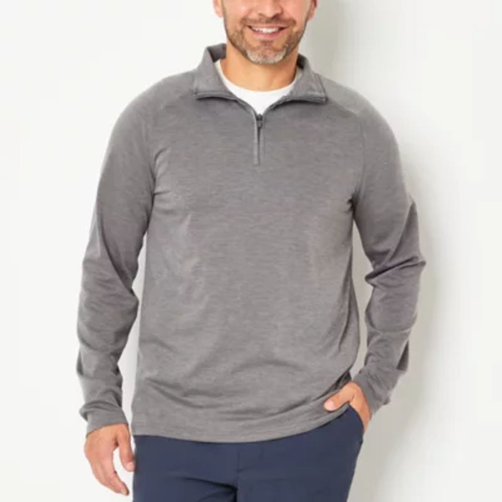 Stylus Mens Mock Neck Long Sleeve Quarter-Zip Pullover