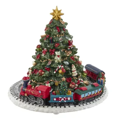 Kurt Adler 6" Christmas Tree With Music Box Plays Music Christmas Tabletop Decor