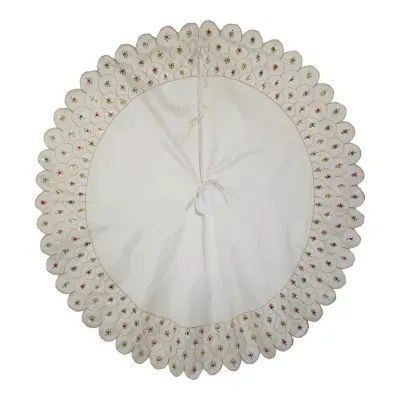 Kurt Adler 60in Ivory Embossed Indoor Tree Skirt