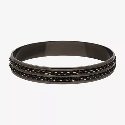 1928 Black Tone Chain Wrapped Bangle Bracelet