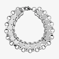 1928 Silver Tone 7 Inch Heart Chain Bracelet