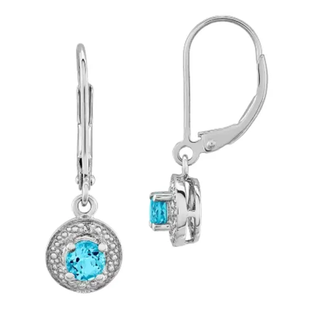 Diamond Accent Genuine Blue Topaz Sterling Silver Drop Earrings