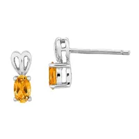 Genuine Yellow Citrine Sterling Silver 10mm Stud Earrings