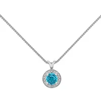 Womens Diamond Accent Genuine Topaz Sterling Silver Pendant Necklace