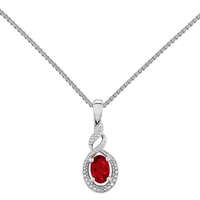 Womens Diamond Accent & Lab Created Ruby Sterling Silver Pendant Necklace