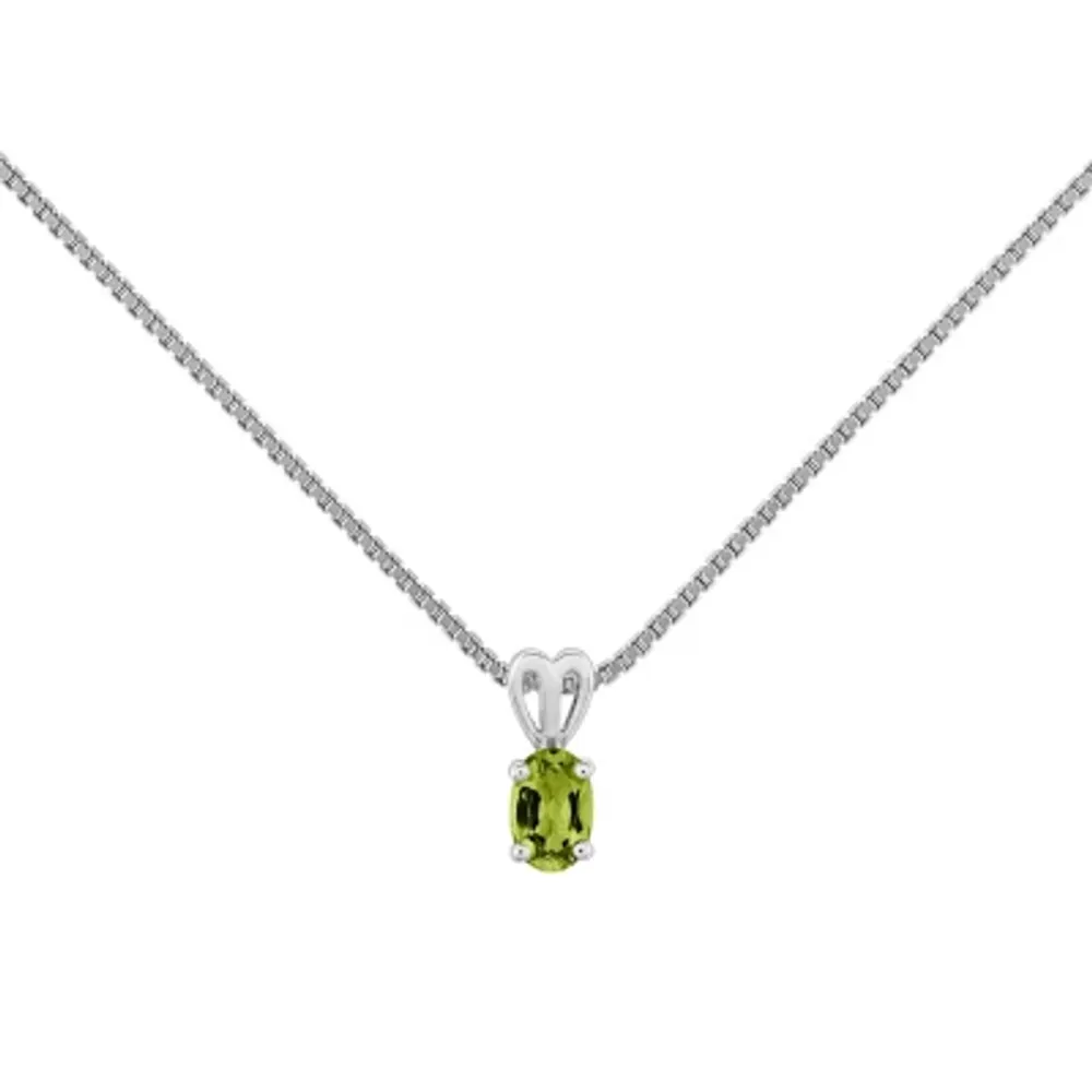 Womens Genuine Green Peridot Sterling Silver Pendant Necklace