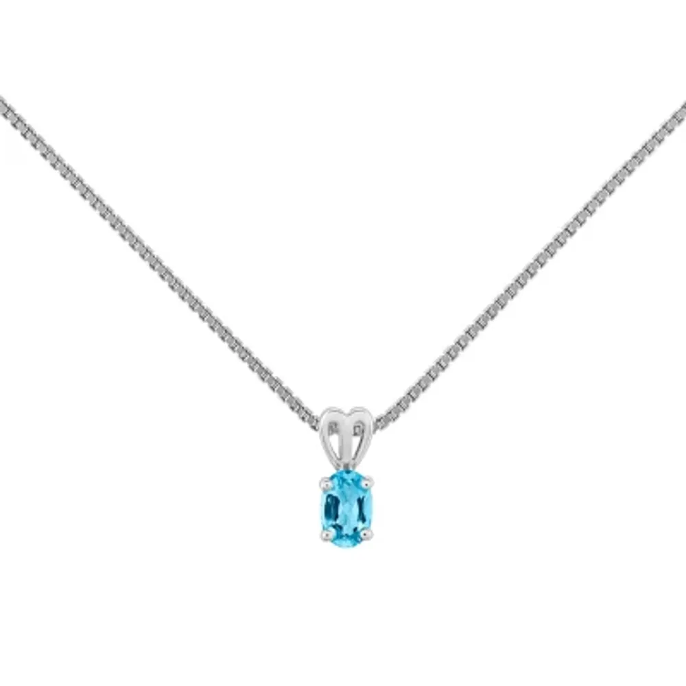 Womens Genuine Topaz Sterling Silver Pendant Necklace