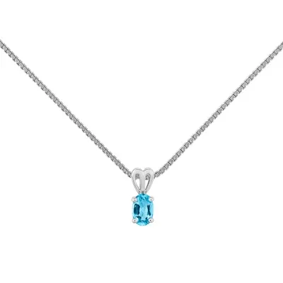 Womens Genuine Topaz Sterling Silver Pendant Necklace