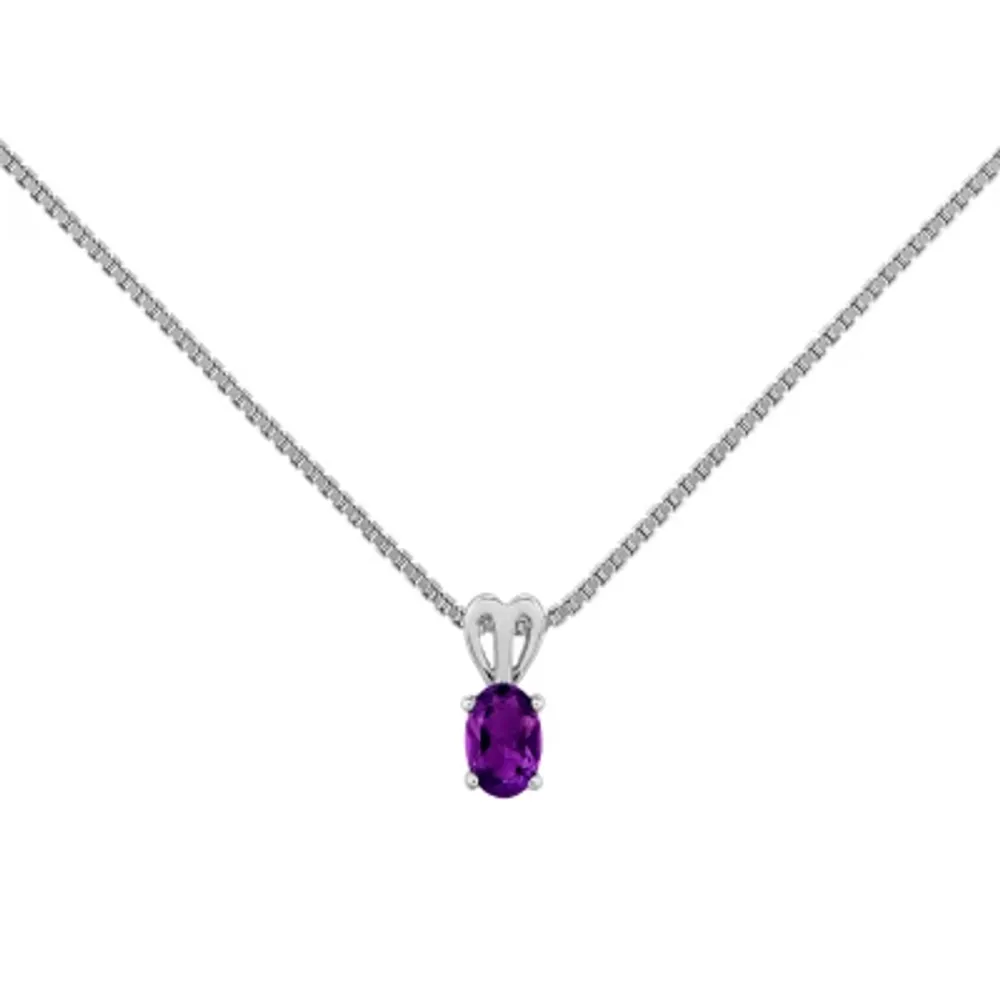 Womens Genuine Purple Amethyst Sterling Silver Pendant Necklace