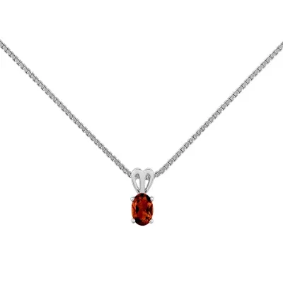 Womens Genuine Red Garnet Sterling Silver Pendant Necklaces