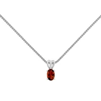 Womens Genuine Red Garnet Sterling Silver Pendant Necklace