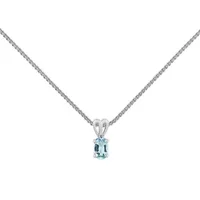 Womens Genuine Aquamarine Sterling Silver Pendant Necklace