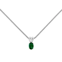 Womens Lab Created Green Emerald Sterling Silver Pendant Necklace