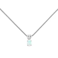 Womens Lab Created White Opal Sterling Silver Pendant Necklace