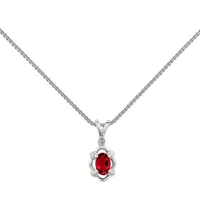 Womens Diamond Accent & Lab Created Ruby Sterling Silver Pendant Necklace
