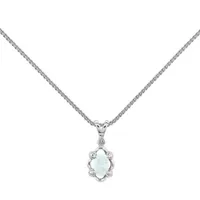 Womens Diamond Accent Lab Created White Opal Sterling Silver Pendant Necklace