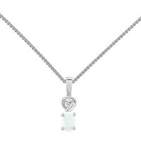 Womens Diamond Accent Lab Created White Opal Sterling Silver Pendant Necklace