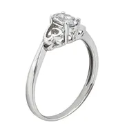 Womens Genuine Topaz Sterling Silver Heart Oval Solitaire Cocktail Ring