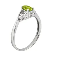 Womens Genuine Green Peridot Sterling Silver Heart Solitaire Cocktail Ring