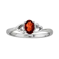 Womens Genuine Red Garnet Sterling Silver Oval Solitaire Cocktail Ring