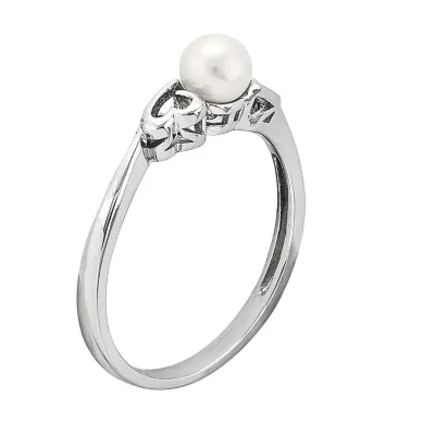 Womens White Cultured Freshwater Pearl Sterling Silver Stackable Ring