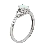 Womens Lab Created White Opal Sterling Silver Solitaire Cocktail Ring