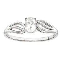 Womens Genuine Topaz Sterling Silver Oval Solitaire Cocktail Ring