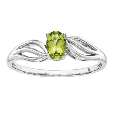 Womens Genuine Green Peridot Sterling Silver Oval Solitaire Cocktail Ring