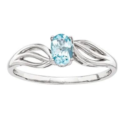 Womens Genuine Topaz Sterling Silver Oval Solitaire Cocktail Ring