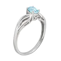 Womens Genuine Topaz Sterling Silver Oval Solitaire Cocktail Ring