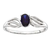 Womens Lab Created Blue Sapphire Sterling Silver Oval Solitaire Cocktail Ring