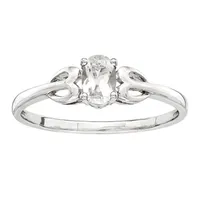 Womens Genuine White Topaz Sterling Silver Delicate Cocktail Ring