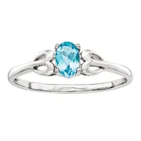 Womens Genuine Topaz Sterling Silver Heart Oval Delicate Cocktail Ring