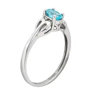 Womens Genuine Topaz Sterling Silver Heart Oval Delicate Cocktail Ring