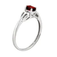 Womens Genuine Red Garnet Sterling Silver Oval Delicate Cocktail Ring