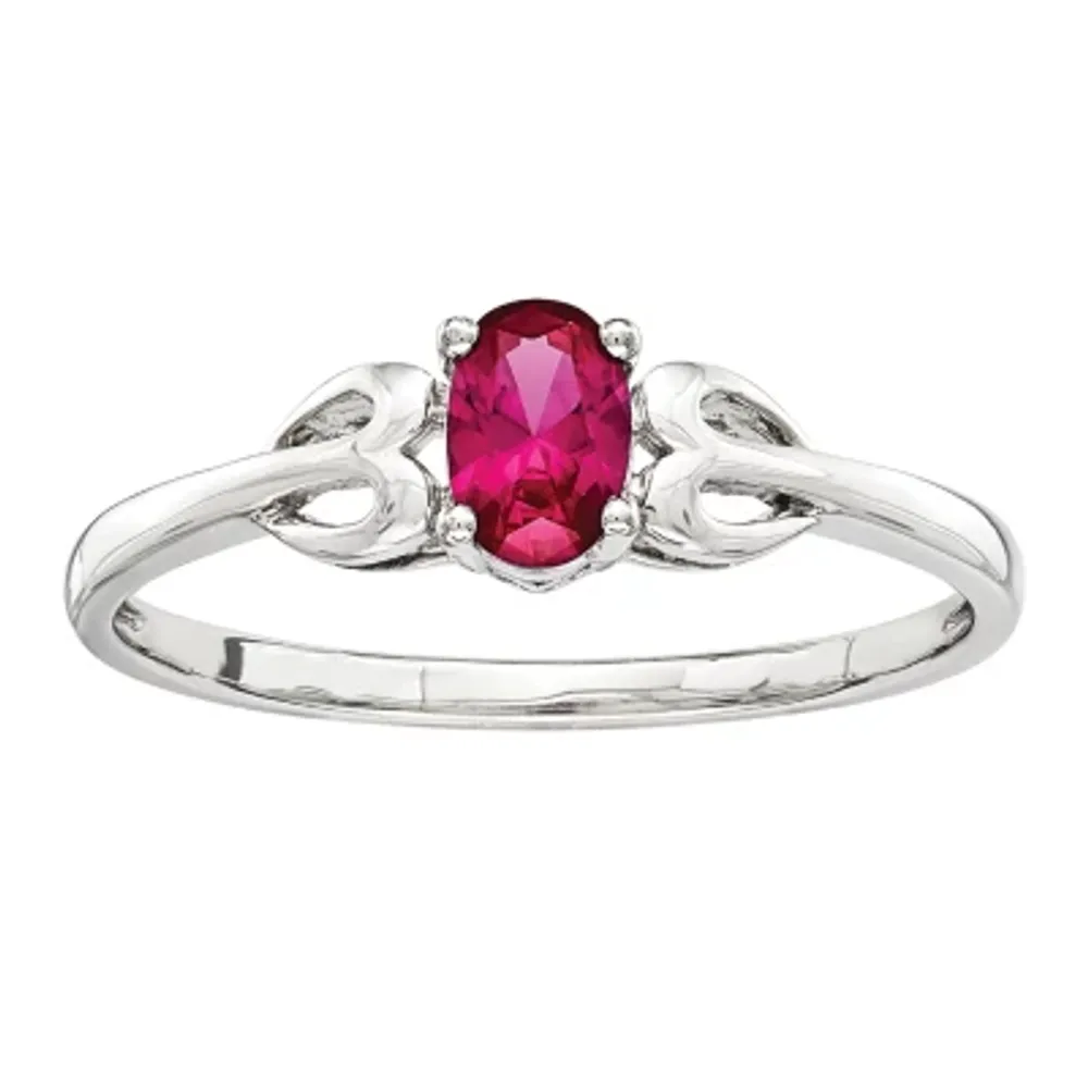 Womens Lab Created Ruby Sterling Silver Delicate Ring
