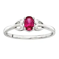 Womens Lab Created Ruby Sterling Silver Delicate Ring