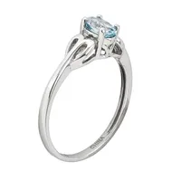 Womens Genuine Blue Aquamarine Sterling Silver Delicate Cocktail Ring