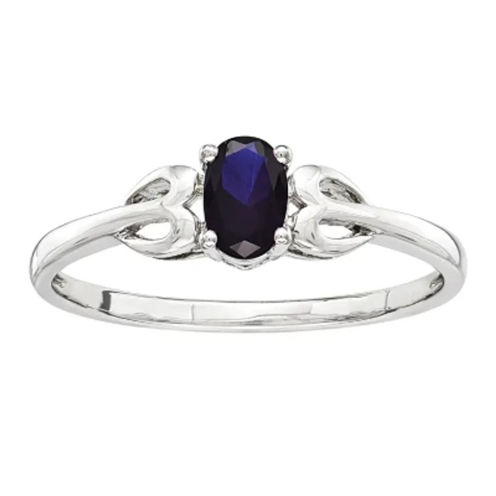 Womens Lab Created Blue Sapphire Sterling Silver Oval Promise Ring