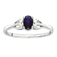 Womens Lab Created Blue Sapphire Sterling Silver Oval Promise Ring