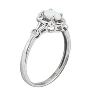 Womens Diamond Accent Lab Created White Opal Sterling Silver Oval Delicate Cocktail Ring