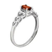 Womens Diamond Accent Genuine Red Garnet Sterling Silver Oval Delicate Cocktail Ring