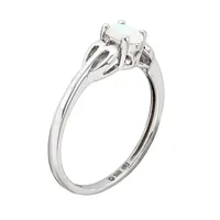 Womens Lab Created White Opal Sterling Silver Delicate Cocktail Ring