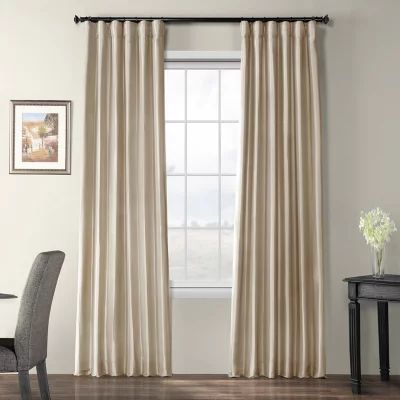 Exclusive Fabrics & Furnishing Faux Silk Taffeta Energy Saving Blackout Rod Pocket Single Curtain Panel